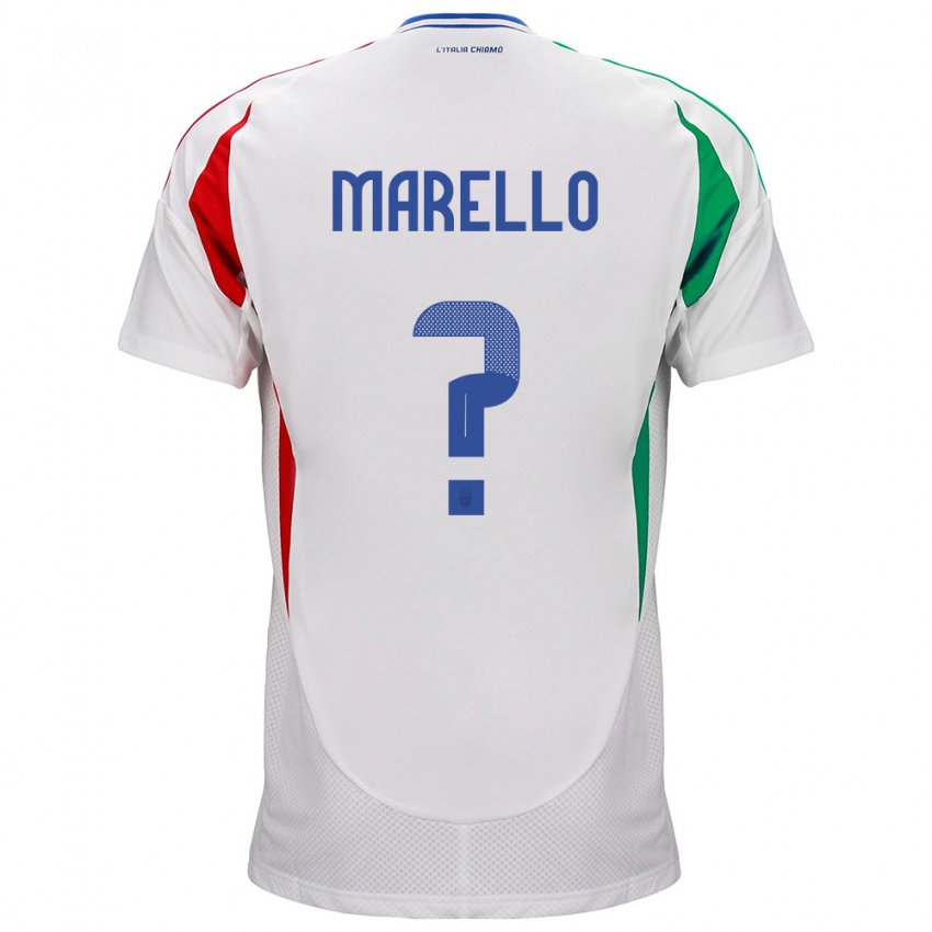 Bambino Maglia Italia Mattia Marello #0 Bianco Kit Gara Away 24-26 Maglietta