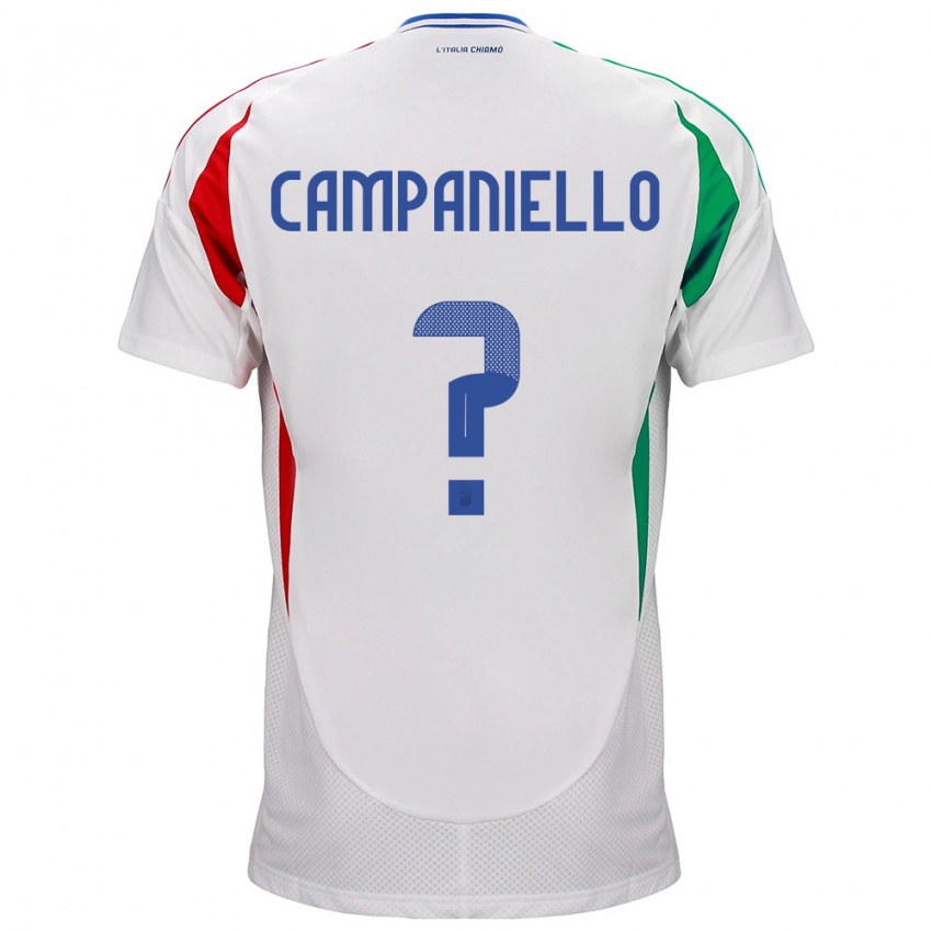 Bambino Maglia Italia Thomas Campaniello #0 Bianco Kit Gara Away 24-26 Maglietta