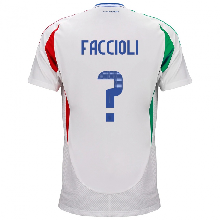 Bambino Maglia Italia Pietro Faccioli #0 Bianco Kit Gara Away 24-26 Maglietta