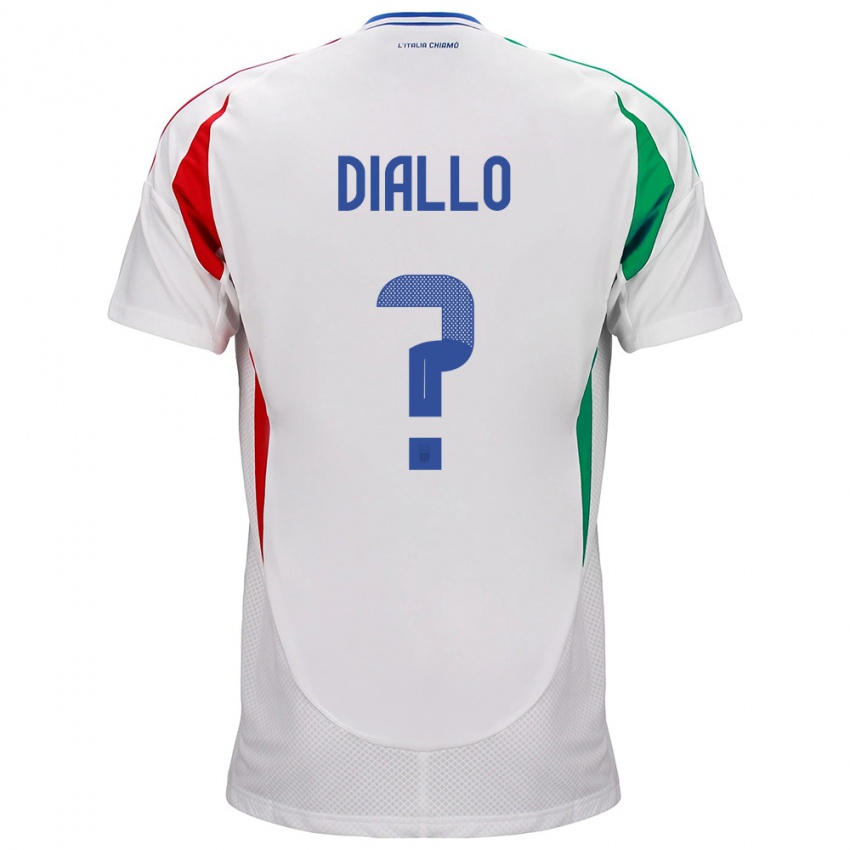 Bambino Maglia Italia Djibril Diallo #0 Bianco Kit Gara Away 24-26 Maglietta