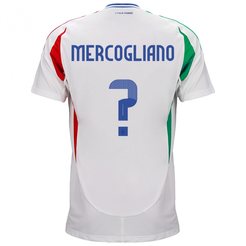 Bambino Maglia Italia Mattia Mercogliano #0 Bianco Kit Gara Away 24-26 Maglietta