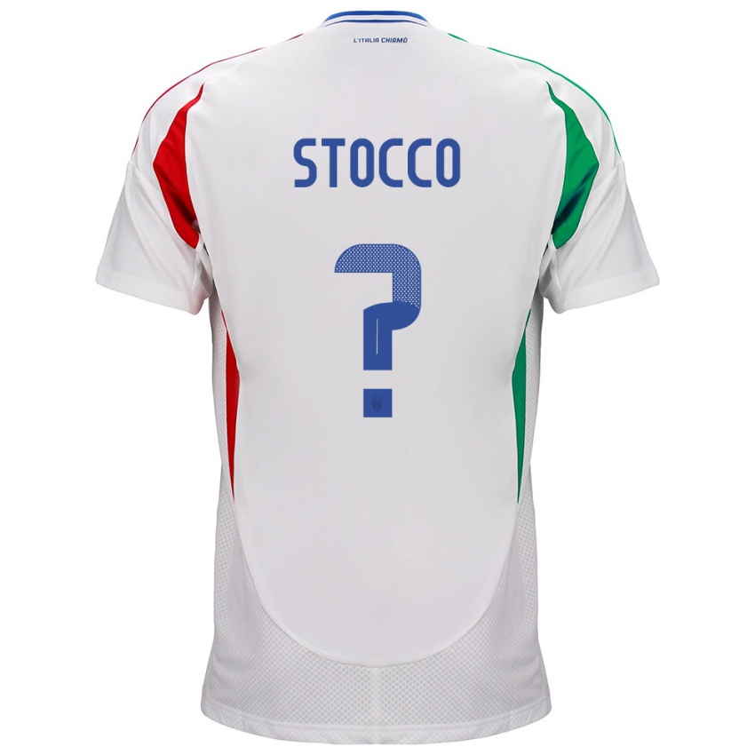 Bambino Maglia Italia Pietro Stocco #0 Bianco Kit Gara Away 24-26 Maglietta