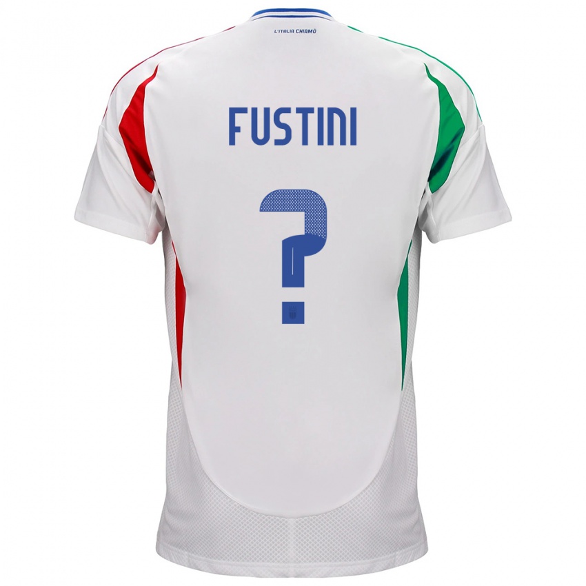 Bambino Maglia Italia Kevin Fustini #0 Bianco Kit Gara Away 24-26 Maglietta