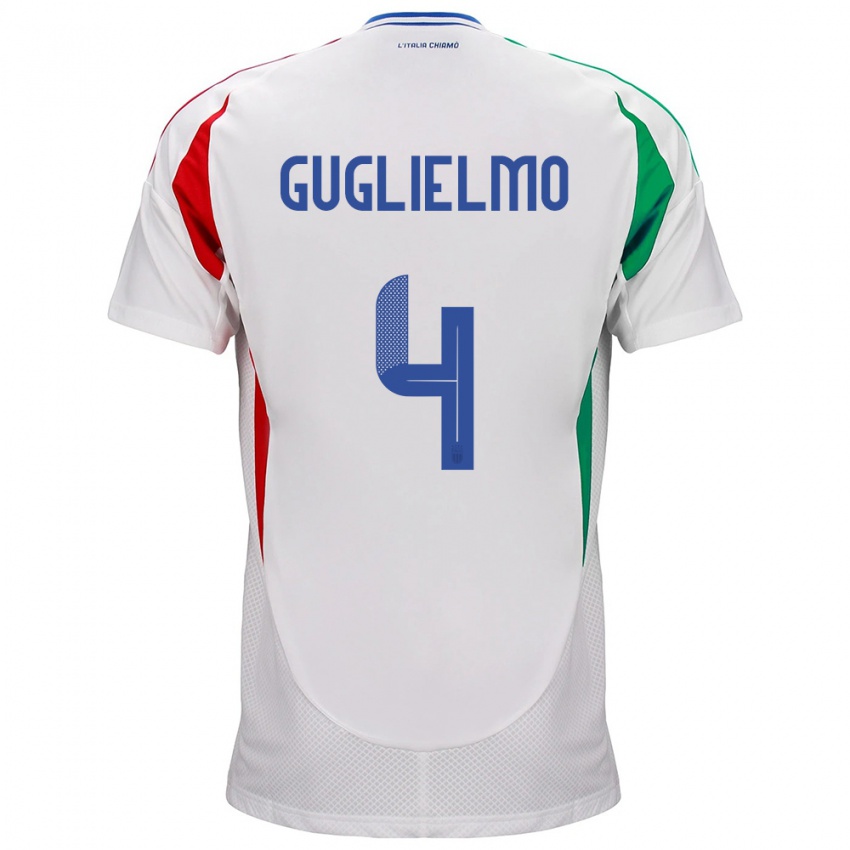 Bambino Maglia Italia Lucia Di Guglielmo #4 Bianco Kit Gara Away 24-26 Maglietta