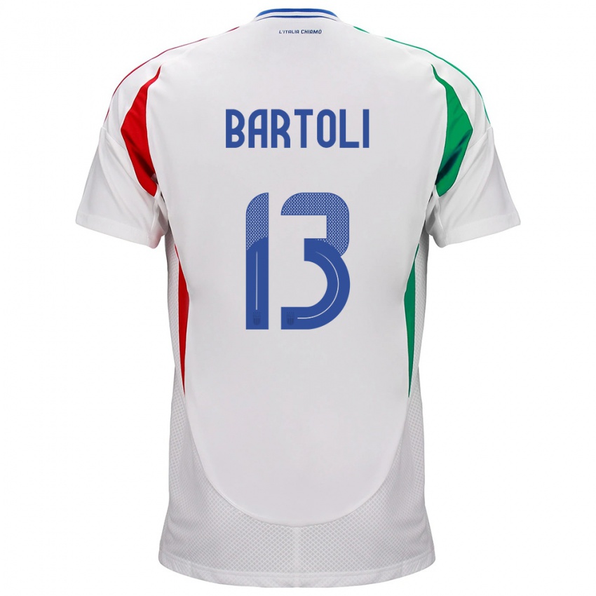 Bambino Maglia Italia Elisa Bartoli #13 Bianco Kit Gara Away 24-26 Maglietta