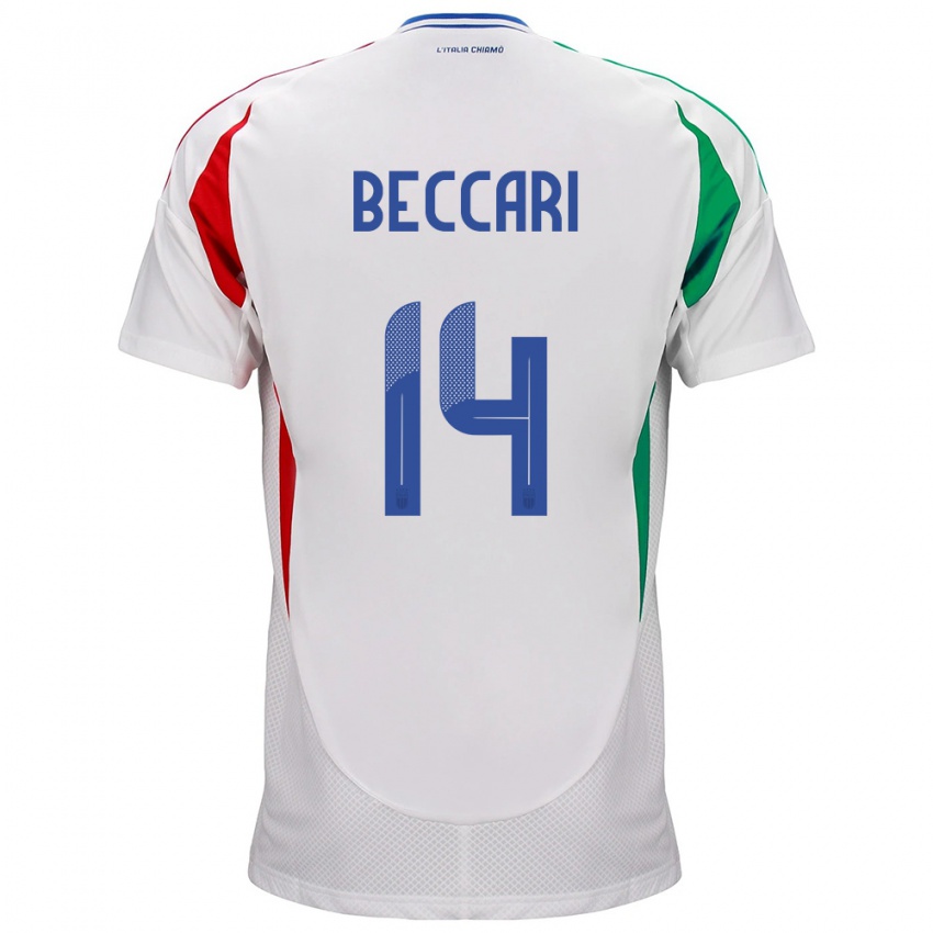 Bambino Maglia Italia Chiara Beccari #14 Bianco Kit Gara Away 24-26 Maglietta