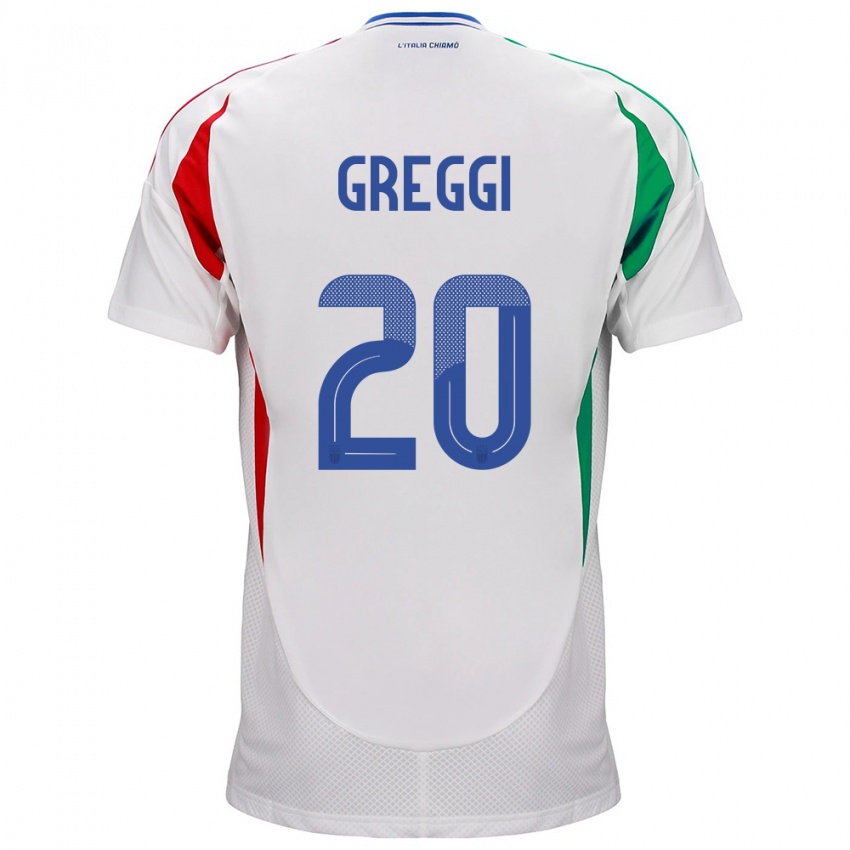 Bambino Maglia Italia Giada Greggi #20 Bianco Kit Gara Away 24-26 Maglietta