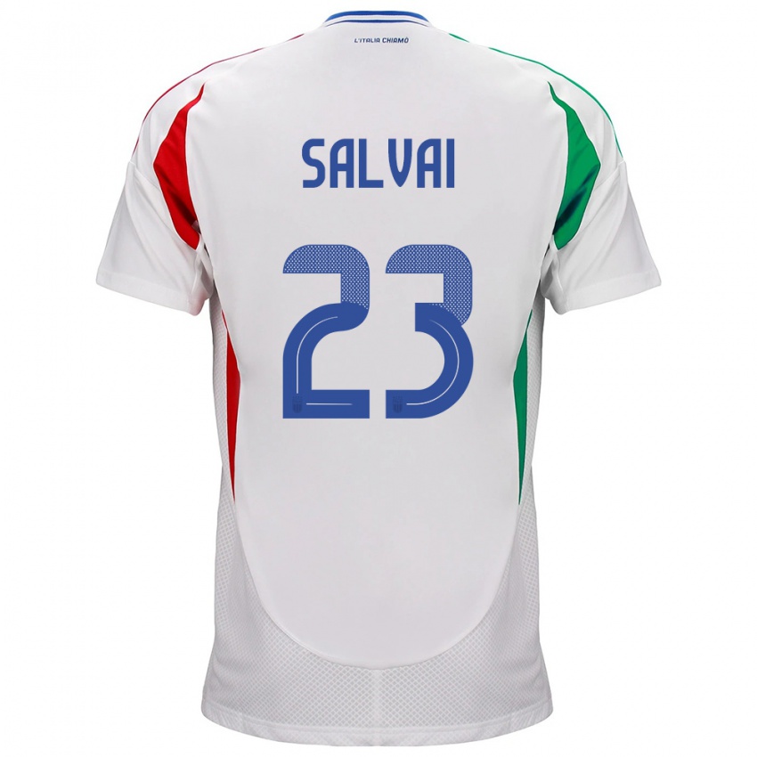 Bambino Maglia Italia Cecilia Salvai #23 Bianco Kit Gara Away 24-26 Maglietta