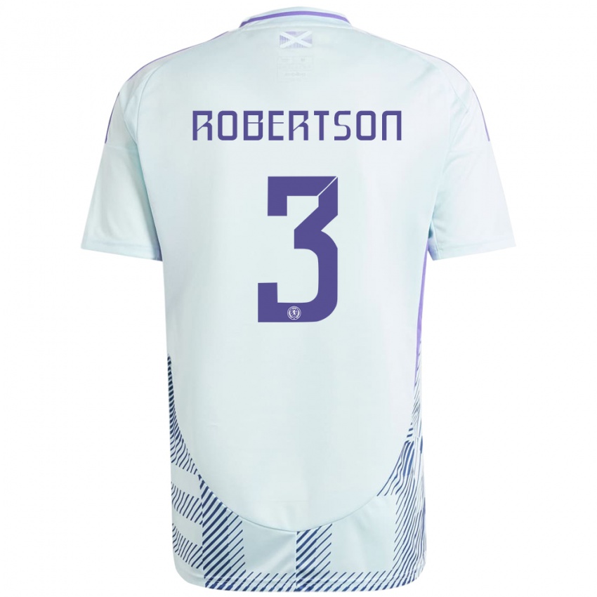 Bambino Maglia Scotland Andrew Robertson #3 Blu Menta Chiaro Kit Gara Away 24-26 Maglietta