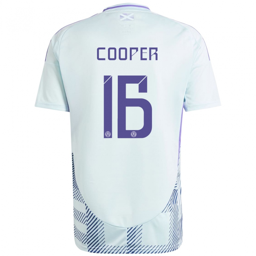 Bambino Maglia Scotland Liam Cooper #16 Blu Menta Chiaro Kit Gara Away 24-26 Maglietta