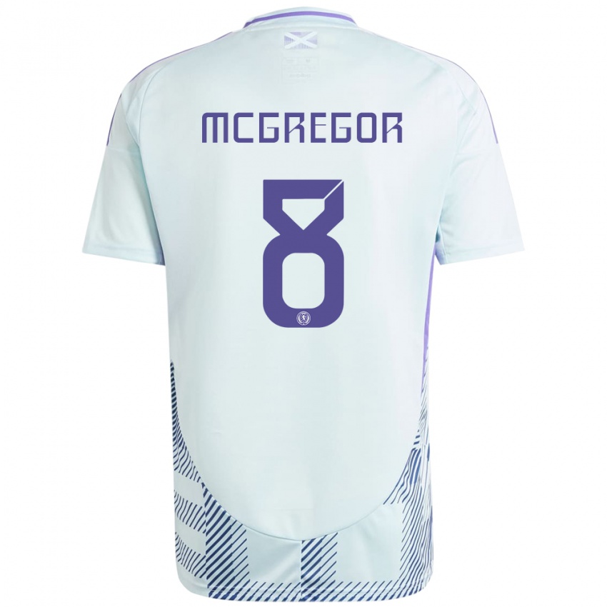 Bambino Maglia Scotland Callum Mcgregor #8 Blu Menta Chiaro Kit Gara Away 24-26 Maglietta