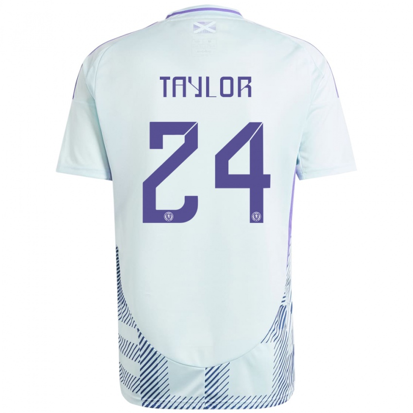 Bambino Maglia Scotland Greg Taylor #24 Blu Menta Chiaro Kit Gara Away 24-26 Maglietta