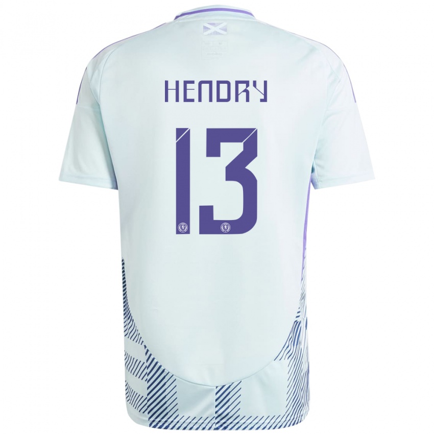 Bambino Maglia Scotland Jack Hendry #13 Blu Menta Chiaro Kit Gara Away 24-26 Maglietta