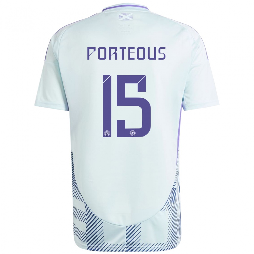 Bambino Maglia Scotland Ryan Porteous #15 Blu Menta Chiaro Kit Gara Away 24-26 Maglietta