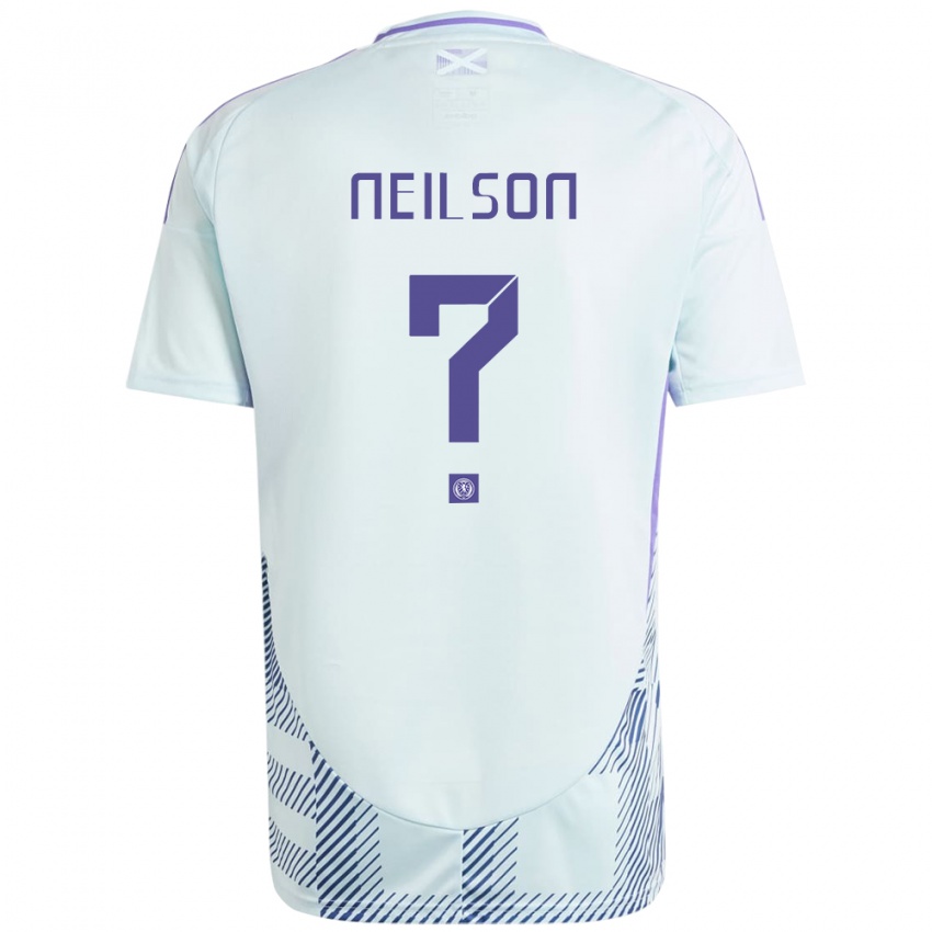 Bambino Maglia Scotland Lewis Neilson #0 Blu Menta Chiaro Kit Gara Away 24-26 Maglietta