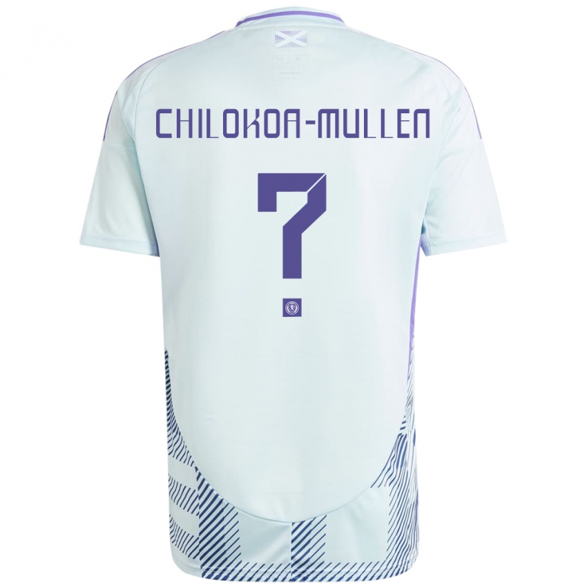 Bambino Maglia Scotland Jeremiah Chilokoa-Mullen #0 Blu Menta Chiaro Kit Gara Away 24-26 Maglietta