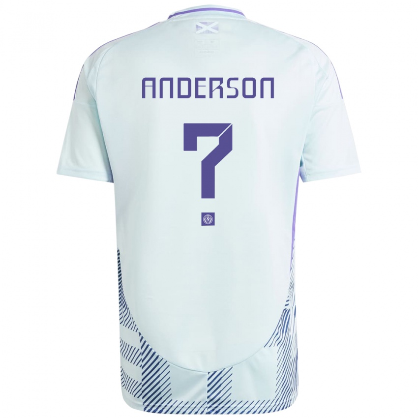 Bambino Maglia Scotland Matthew Anderson #0 Blu Menta Chiaro Kit Gara Away 24-26 Maglietta