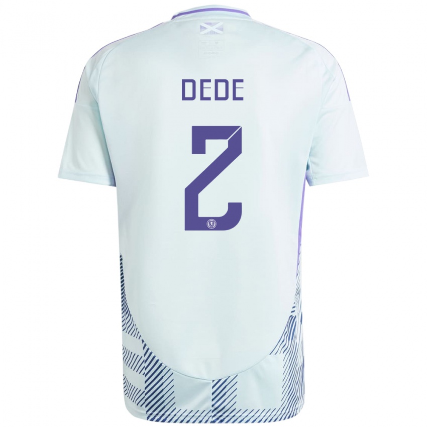 Bambino Maglia Scotland Josh Dede #2 Blu Menta Chiaro Kit Gara Away 24-26 Maglietta