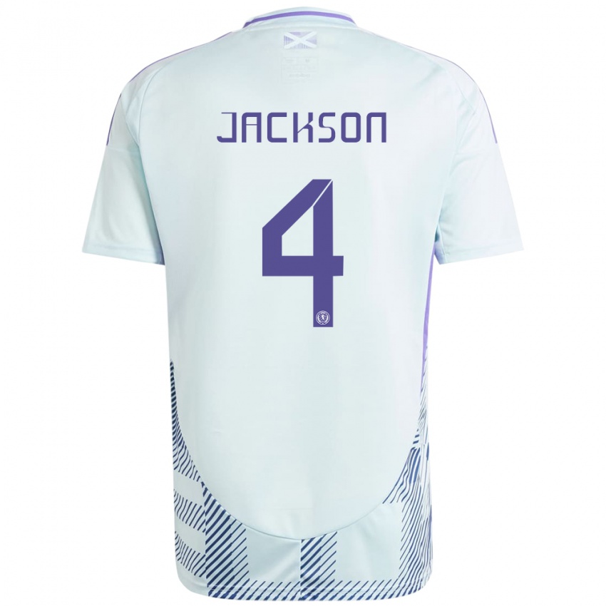 Bambino Maglia Scotland Louis Jackson #4 Blu Menta Chiaro Kit Gara Away 24-26 Maglietta