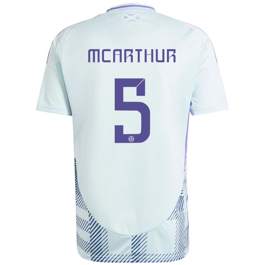 Bambino Maglia Scotland Charlie Mcarthur #5 Blu Menta Chiaro Kit Gara Away 24-26 Maglietta