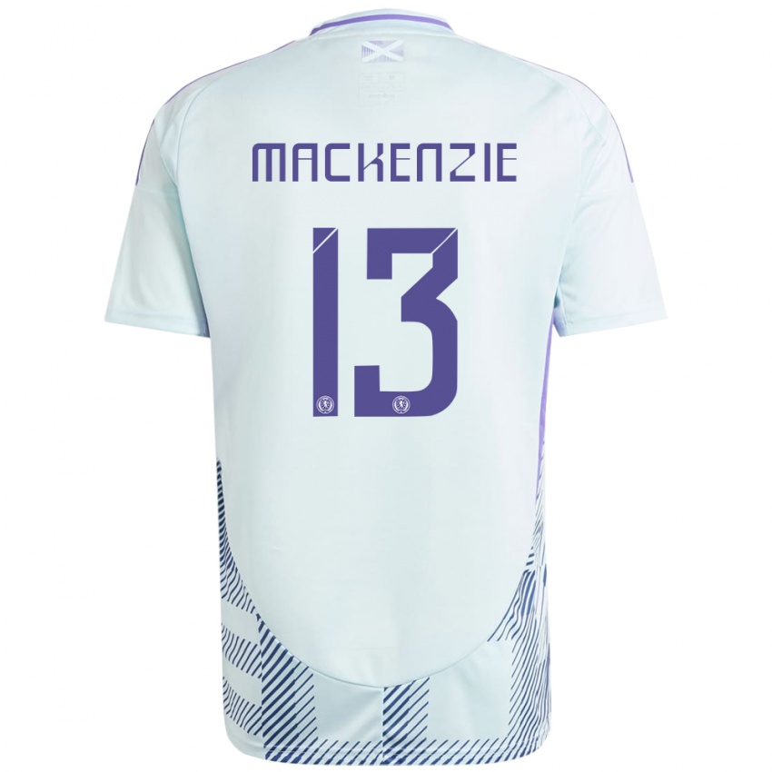 Bambino Maglia Scotland Zander Mackenzie #13 Blu Menta Chiaro Kit Gara Away 24-26 Maglietta