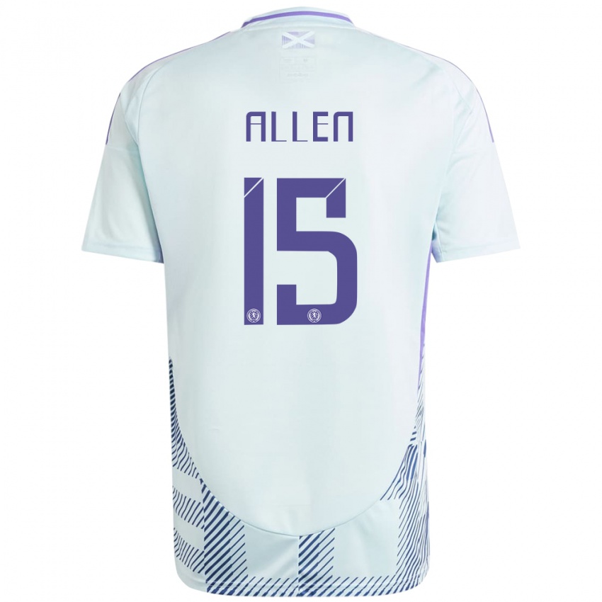 Bambino Maglia Scotland Greig Allen #15 Blu Menta Chiaro Kit Gara Away 24-26 Maglietta