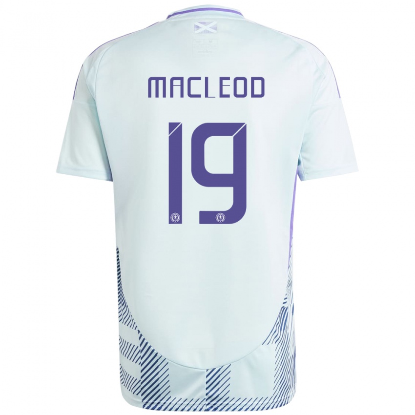 Bambino Maglia Scotland Rory Macleod #19 Blu Menta Chiaro Kit Gara Away 24-26 Maglietta