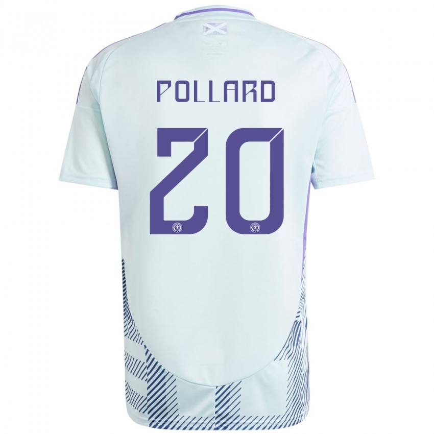 Bambino Maglia Scotland Lancelot Pollard #20 Blu Menta Chiaro Kit Gara Away 24-26 Maglietta