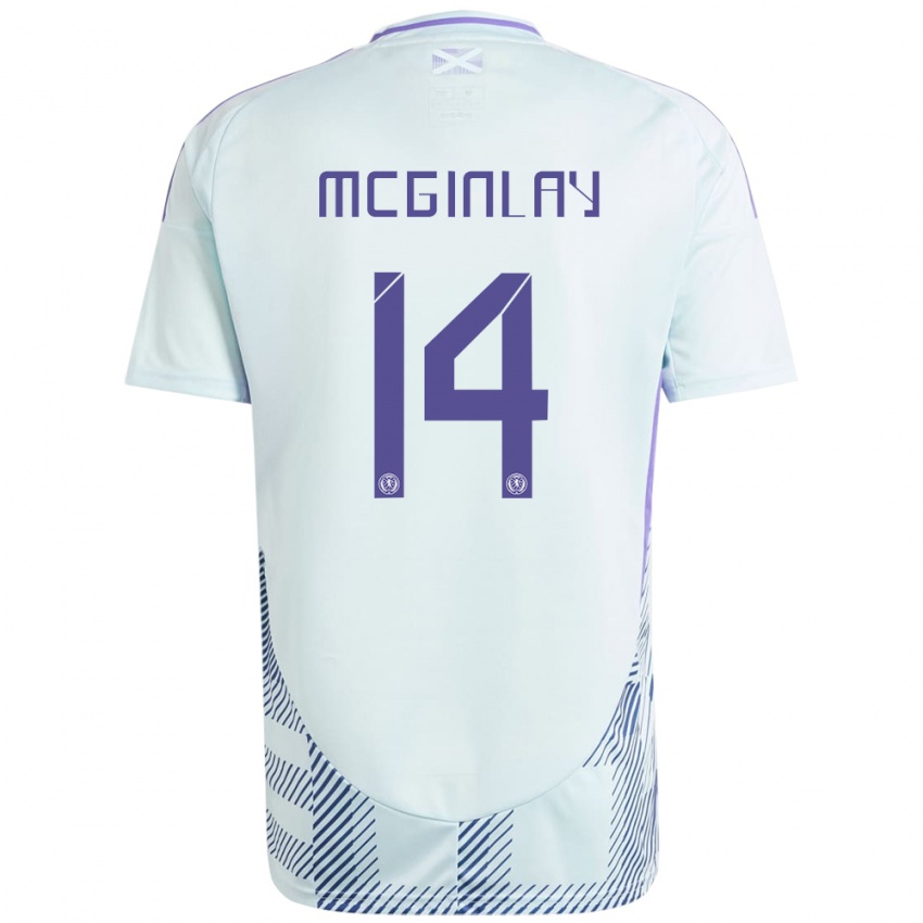 Bambino Maglia Scotland Aiden Mcginlay #14 Blu Menta Chiaro Kit Gara Away 24-26 Maglietta