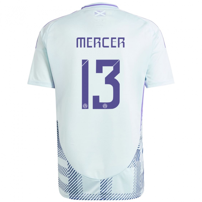 Bambino Maglia Scotland Jamie Mercer #13 Blu Menta Chiaro Kit Gara Away 24-26 Maglietta