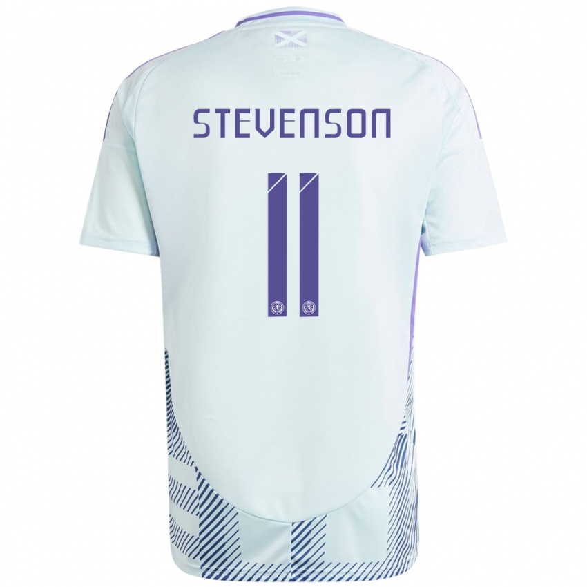 Bambino Maglia Scotland Gus Stevenson #11 Blu Menta Chiaro Kit Gara Away 24-26 Maglietta