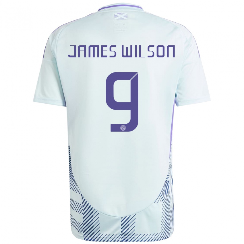 Bambino Maglia Scotland James Wilson #9 Blu Menta Chiaro Kit Gara Away 24-26 Maglietta