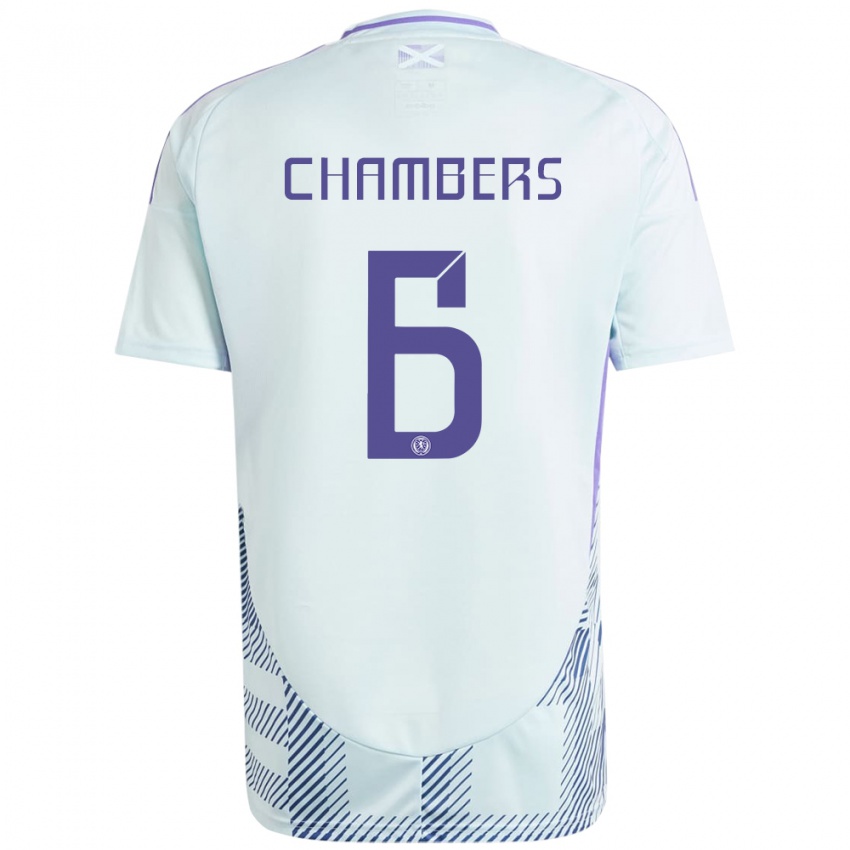 Bambino Maglia Scotland Sam Chambers #6 Blu Menta Chiaro Kit Gara Away 24-26 Maglietta