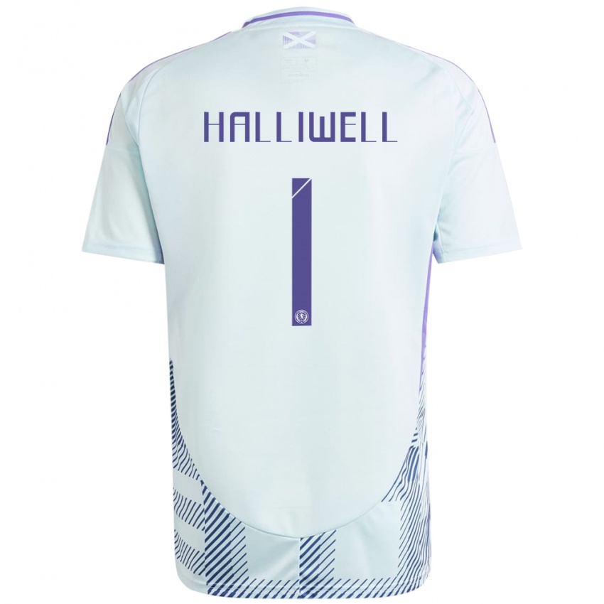 Bambino Maglia Scotland Alfie Halliwell #1 Blu Menta Chiaro Kit Gara Away 24-26 Maglietta