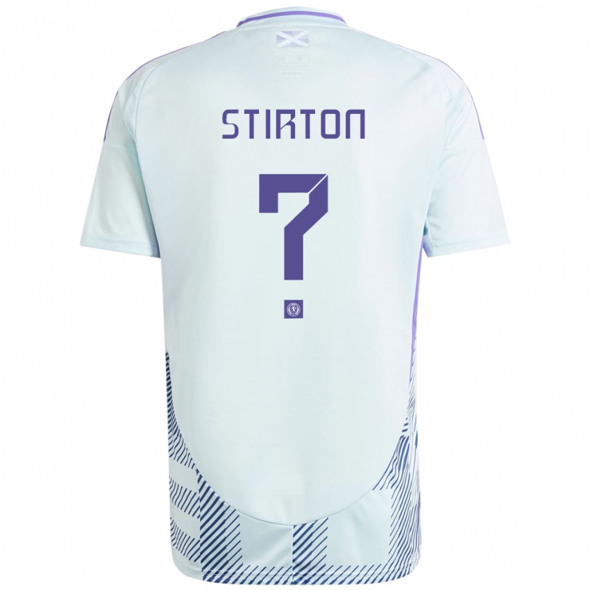 Bambino Maglia Scotland Owen Stirton #0 Blu Menta Chiaro Kit Gara Away 24-26 Maglietta