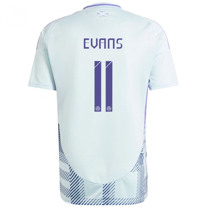 Bambino Maglia Scotland Lisa Evans #11 Blu Menta Chiaro Kit Gara Away 24-26 Maglietta