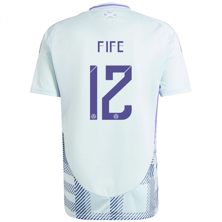 Bambino Maglia Scotland Jenna Fife #12 Blu Menta Chiaro Kit Gara Away 24-26 Maglietta