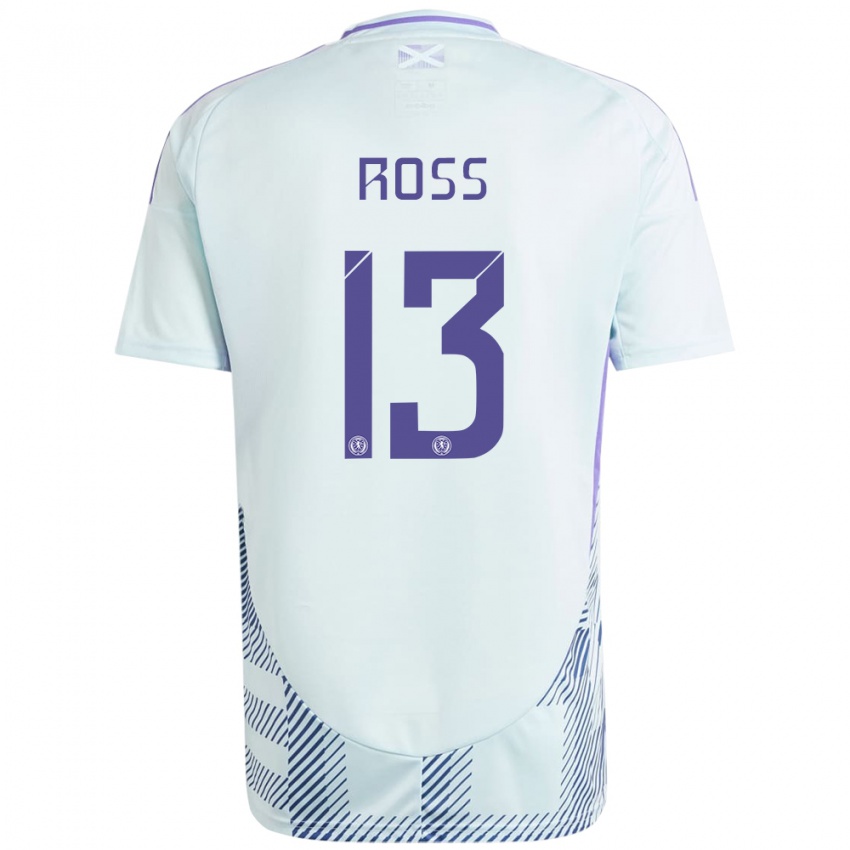 Bambino Maglia Scotland Jane Ross #13 Blu Menta Chiaro Kit Gara Away 24-26 Maglietta