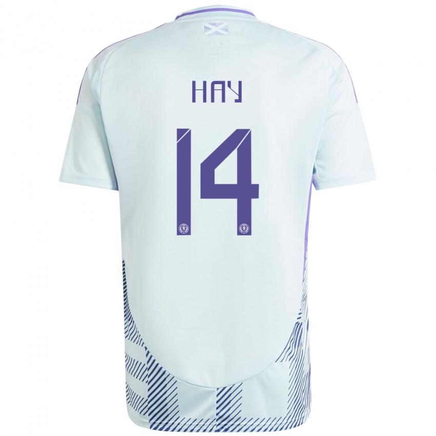 Bambino Maglia Scotland Brogan Hay #14 Blu Menta Chiaro Kit Gara Away 24-26 Maglietta