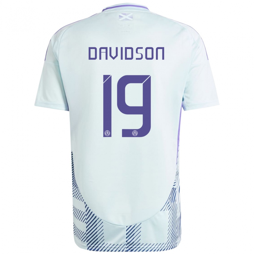 Bambino Maglia Scotland Lauren Davidson #19 Blu Menta Chiaro Kit Gara Away 24-26 Maglietta