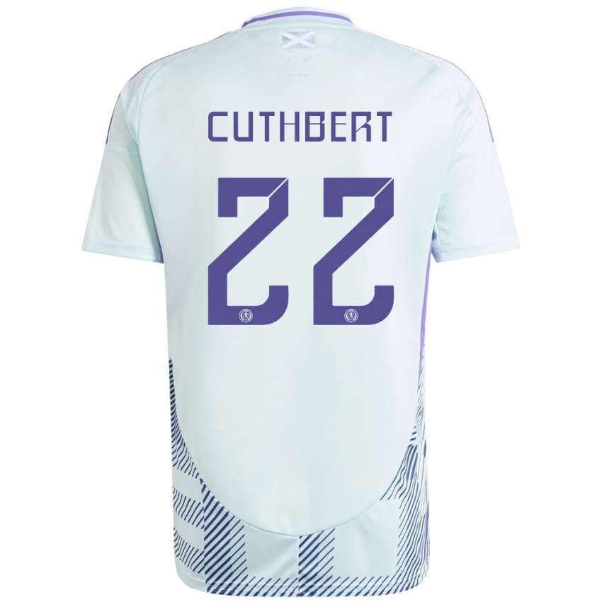 Bambino Maglia Scotland Erin Cuthbert #22 Blu Menta Chiaro Kit Gara Away 24-26 Maglietta