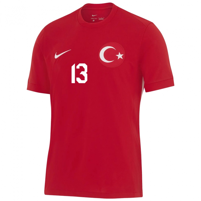 Bambino Maglia Turchia Cenk Özkacar #13 Rosso Kit Gara Away 24-26 Maglietta