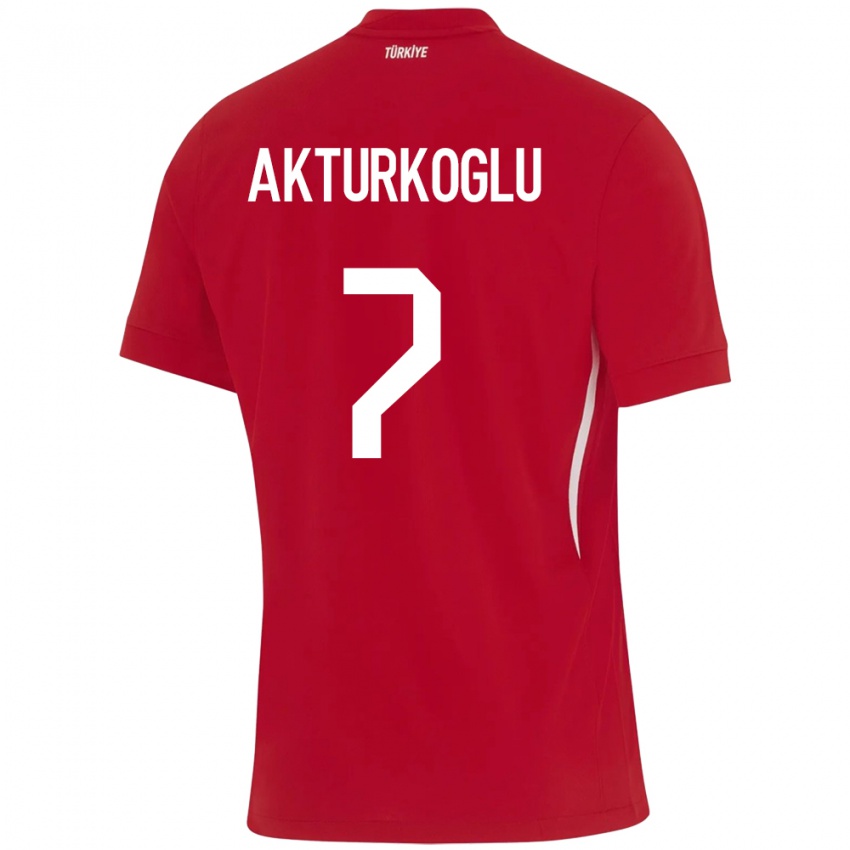 Bambino Maglia Turchia Kerem Aktürkoğlu #7 Rosso Kit Gara Away 24-26 Maglietta