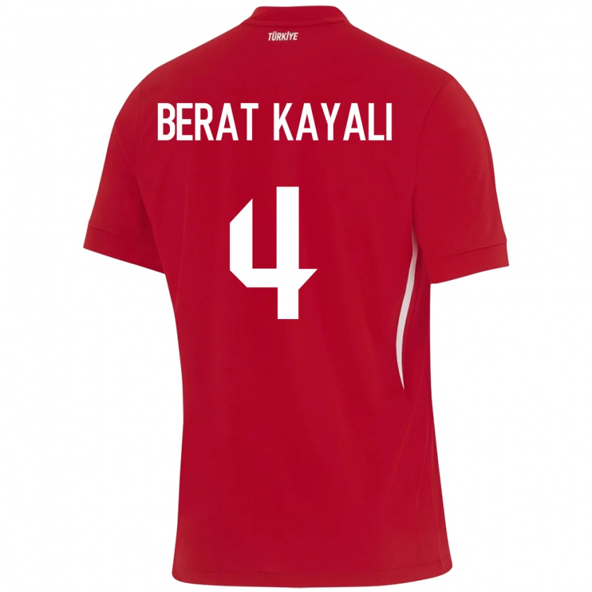 Bambino Maglia Turchia Hasan Berat Kayalı #4 Rosso Kit Gara Away 24-26 Maglietta