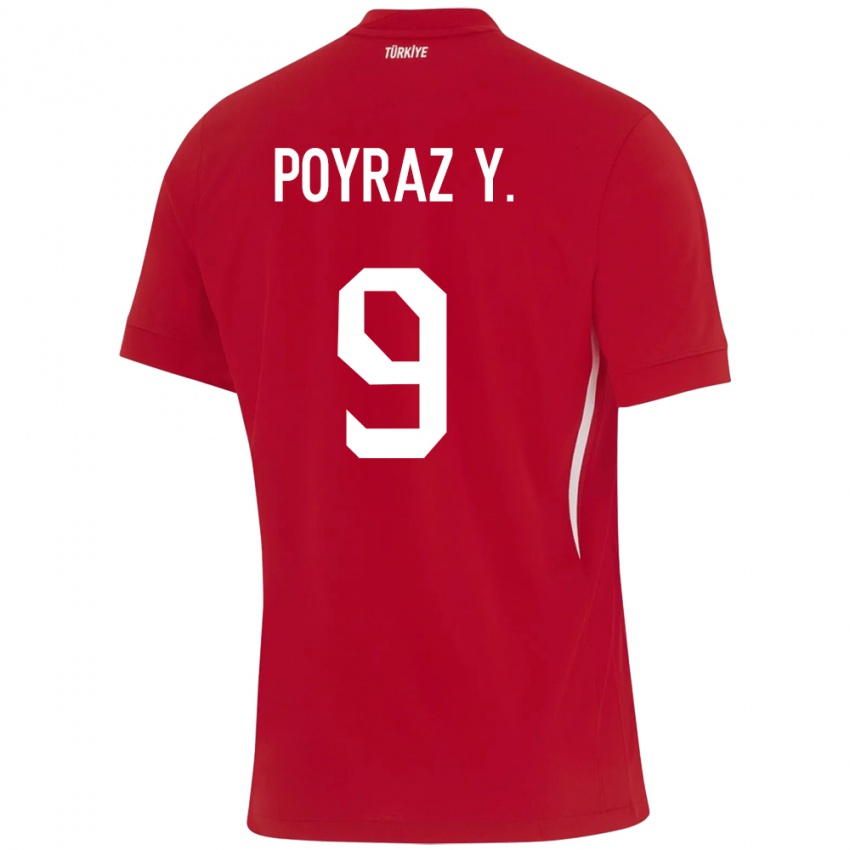 Bambino Maglia Turchia Poyraz Yıldırım #9 Rosso Kit Gara Away 24-26 Maglietta