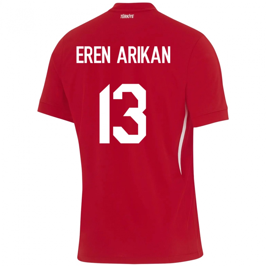 Bambino Maglia Turchia Muhammed Eren Arıkan #13 Rosso Kit Gara Away 24-26 Maglietta