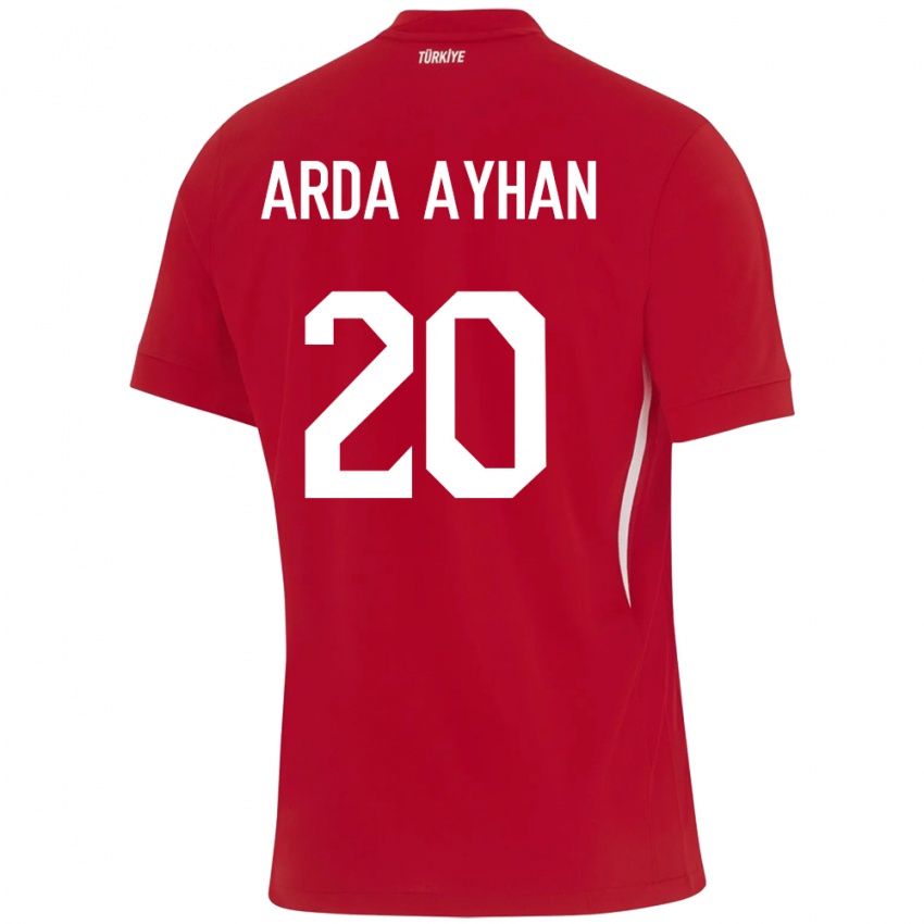 Bambino Maglia Turchia Murat Arda Ayhan #20 Rosso Kit Gara Away 24-26 Maglietta