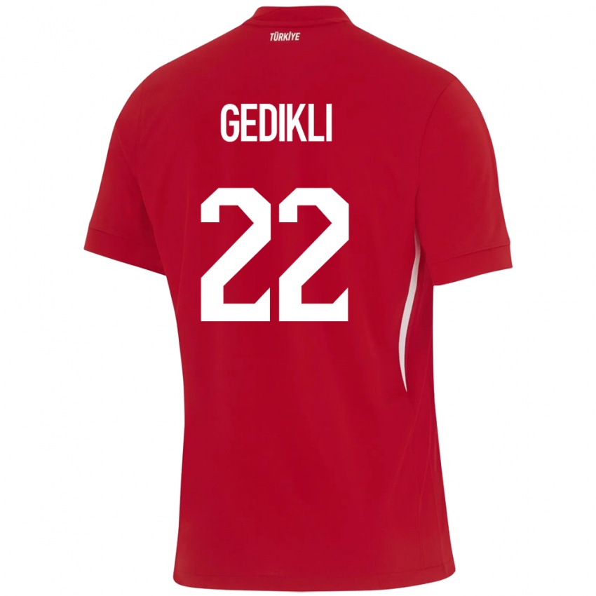 Bambino Maglia Turchia Berkant Gedikli #22 Rosso Kit Gara Away 24-26 Maglietta