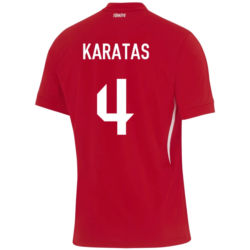 Bambino Maglia Turchia Eda Karataş #4 Rosso Kit Gara Away 24-26 Maglietta