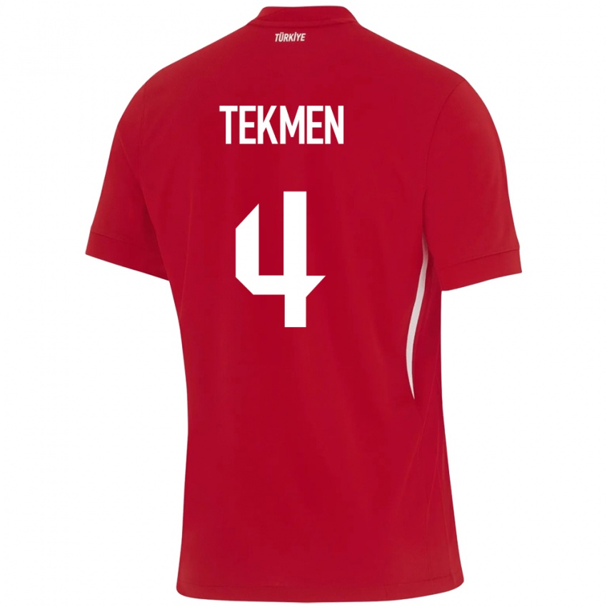 Bambino Maglia Turchia Ece Tekmen #4 Rosso Kit Gara Away 24-26 Maglietta